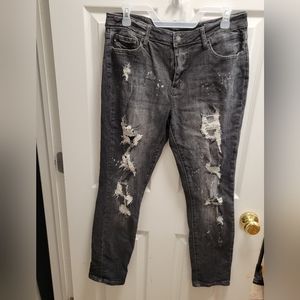 Judy blue Blackish grayish paint splatter pants